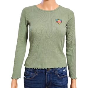 Old Navy Sage Long Sleeve Tee with Heart Patch